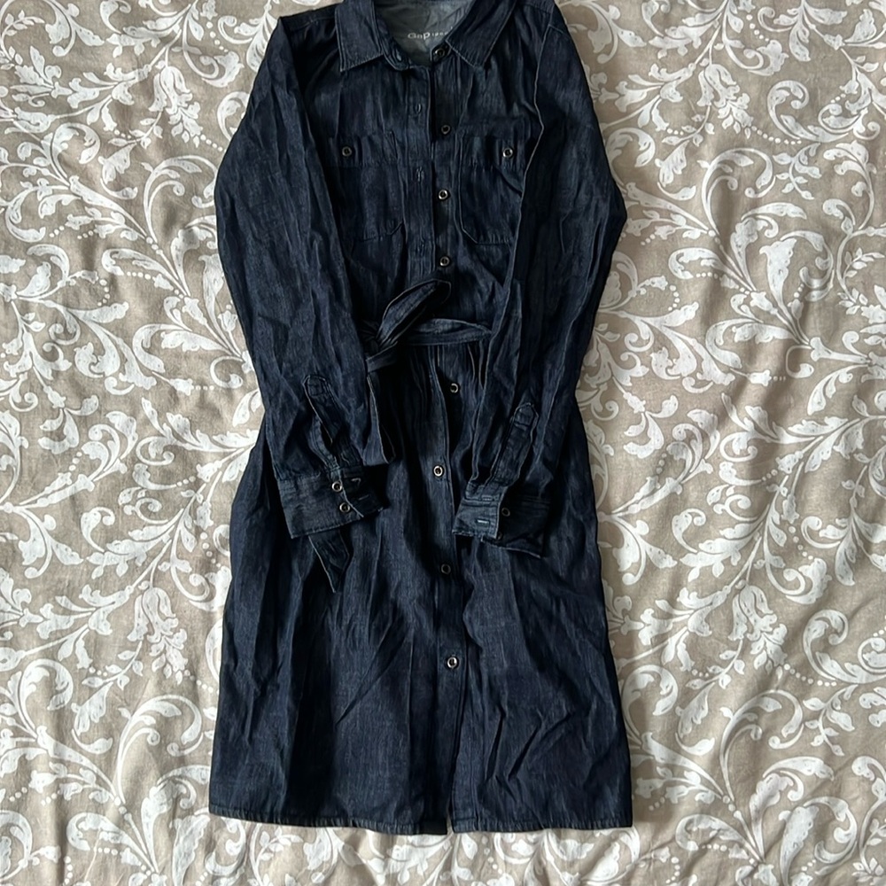 Gap 100% cotton navy denim shirt dress